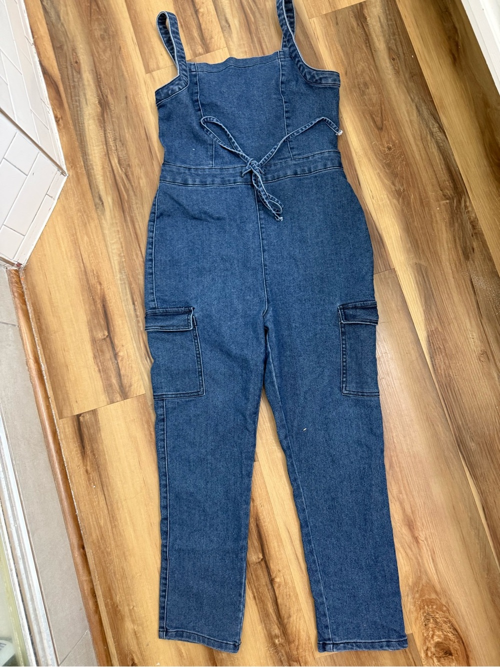 Tinseltown Indigo Blue Denim Cargo Overalls